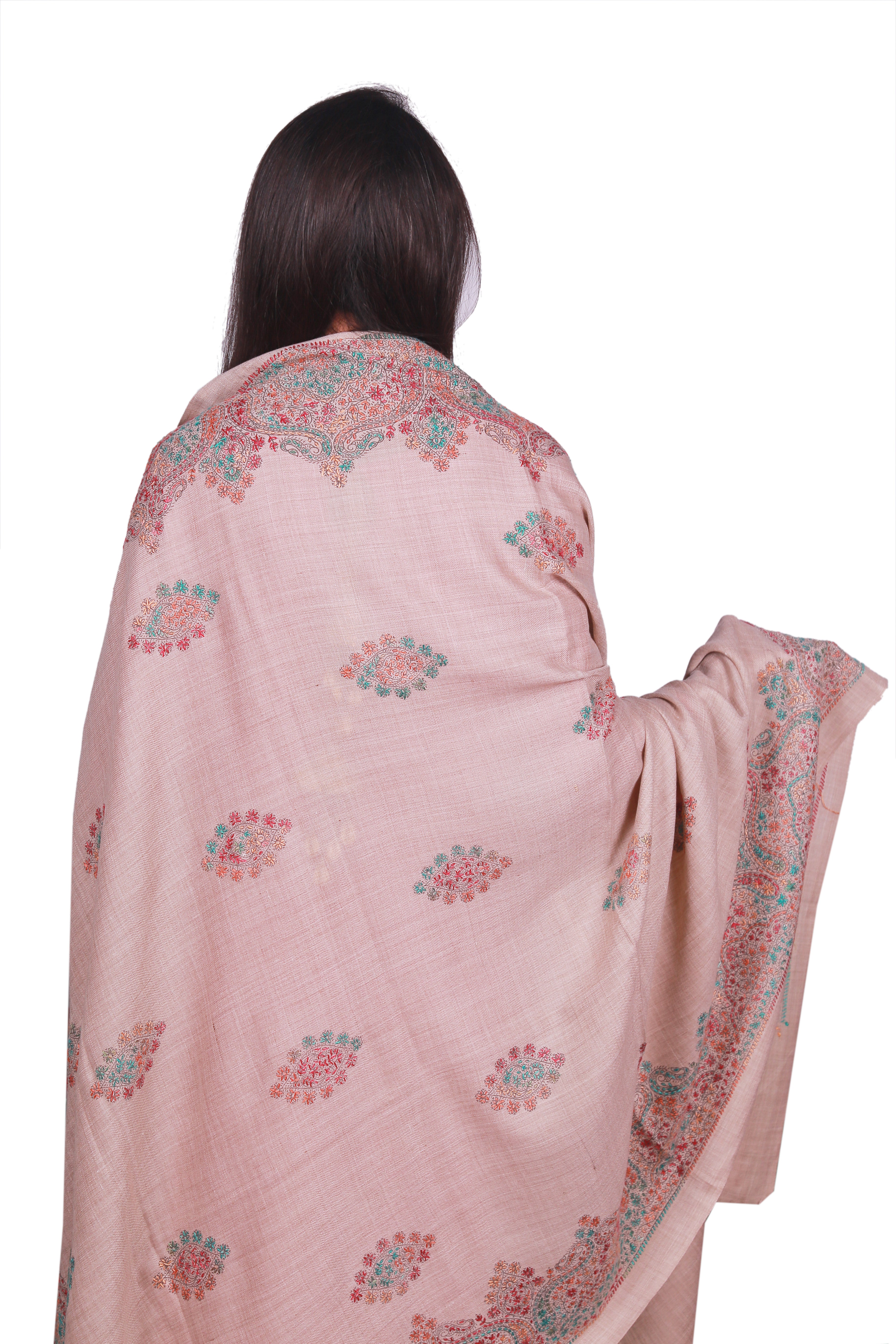 Luxury Cashmere Shawl with Sozni Embroidery - Authentic Handmade Kashmiri Pashmina