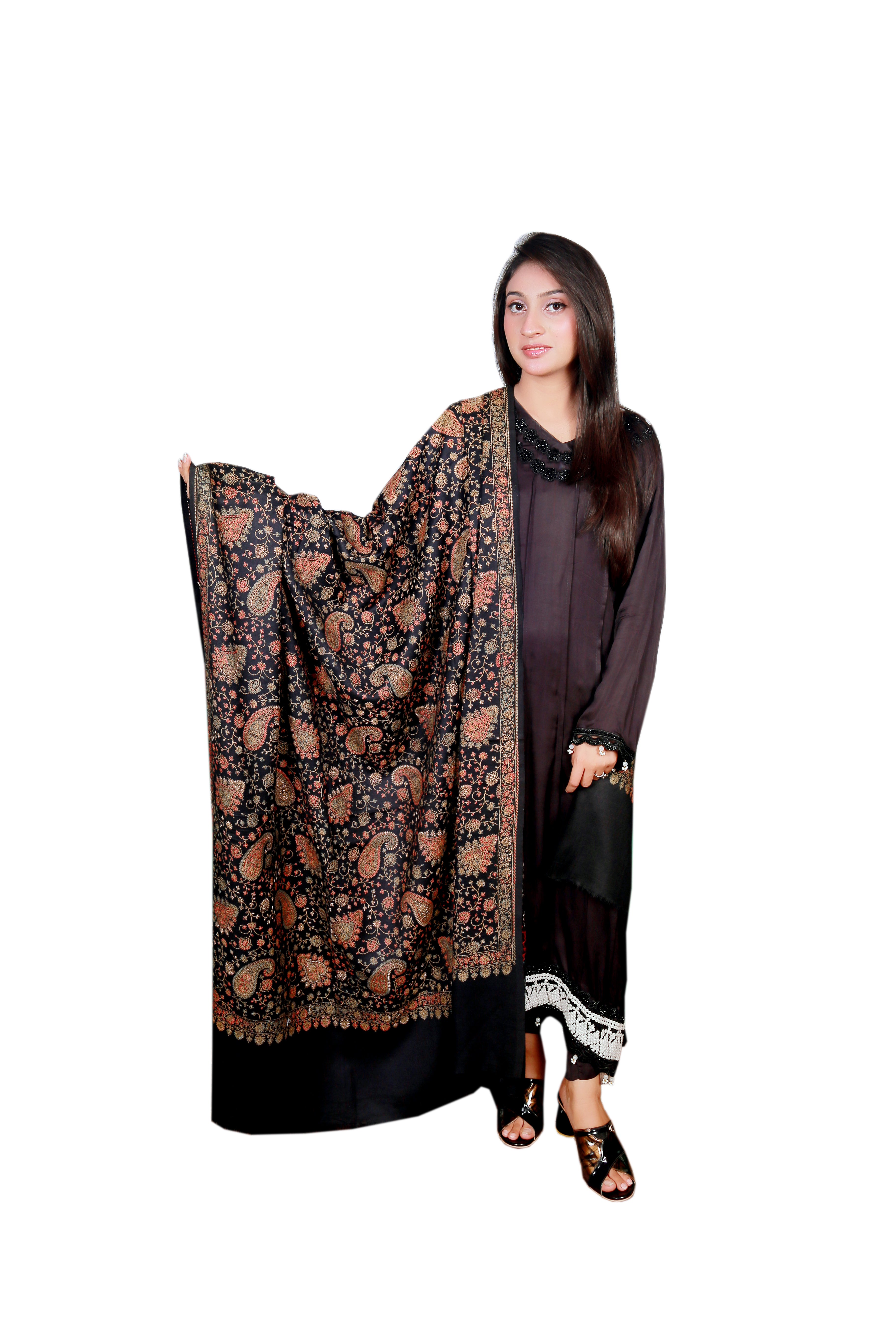 Black Designer Cashmere Shawl