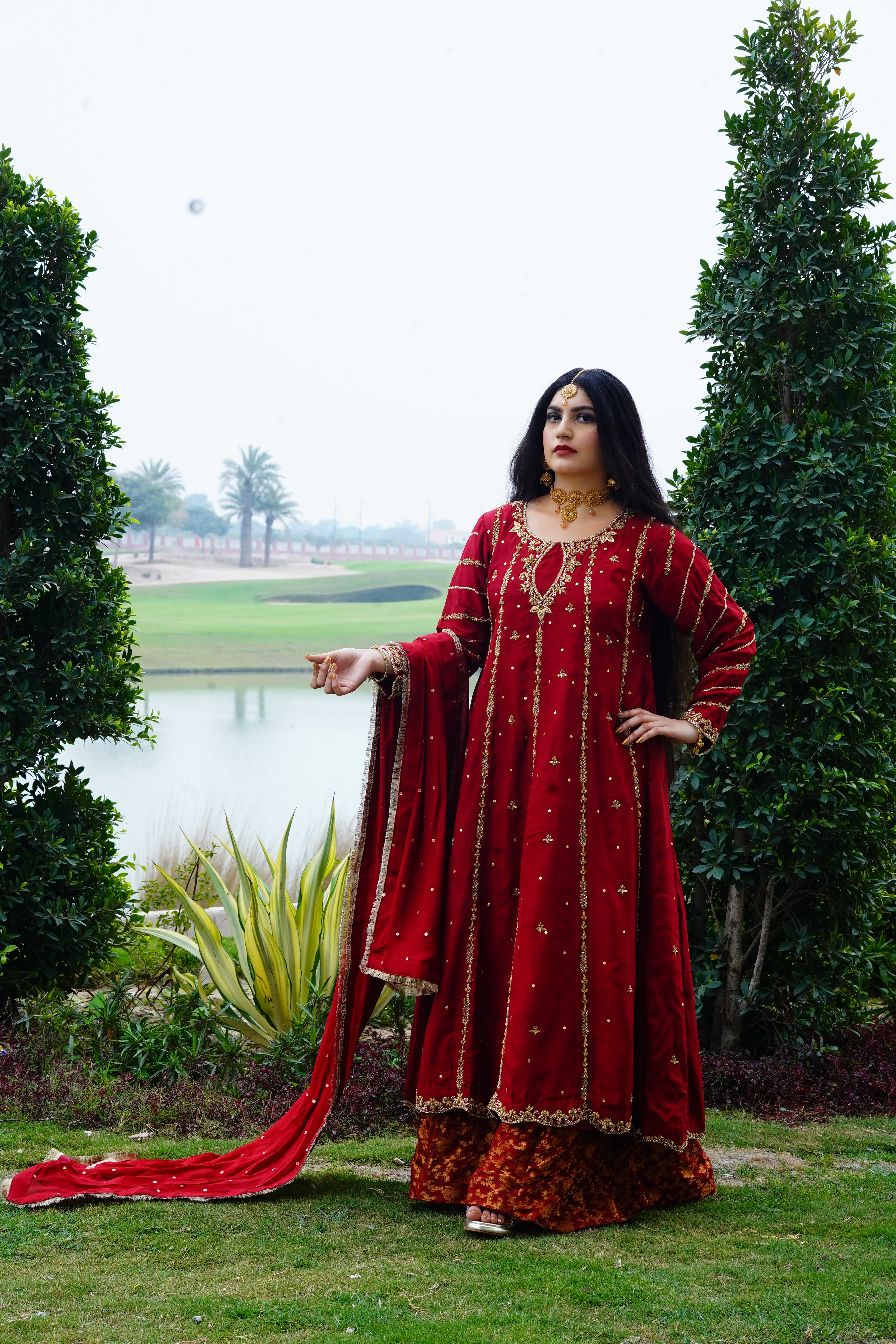Anarkali Frock Handmade Dabka, Naqshi And Sequins