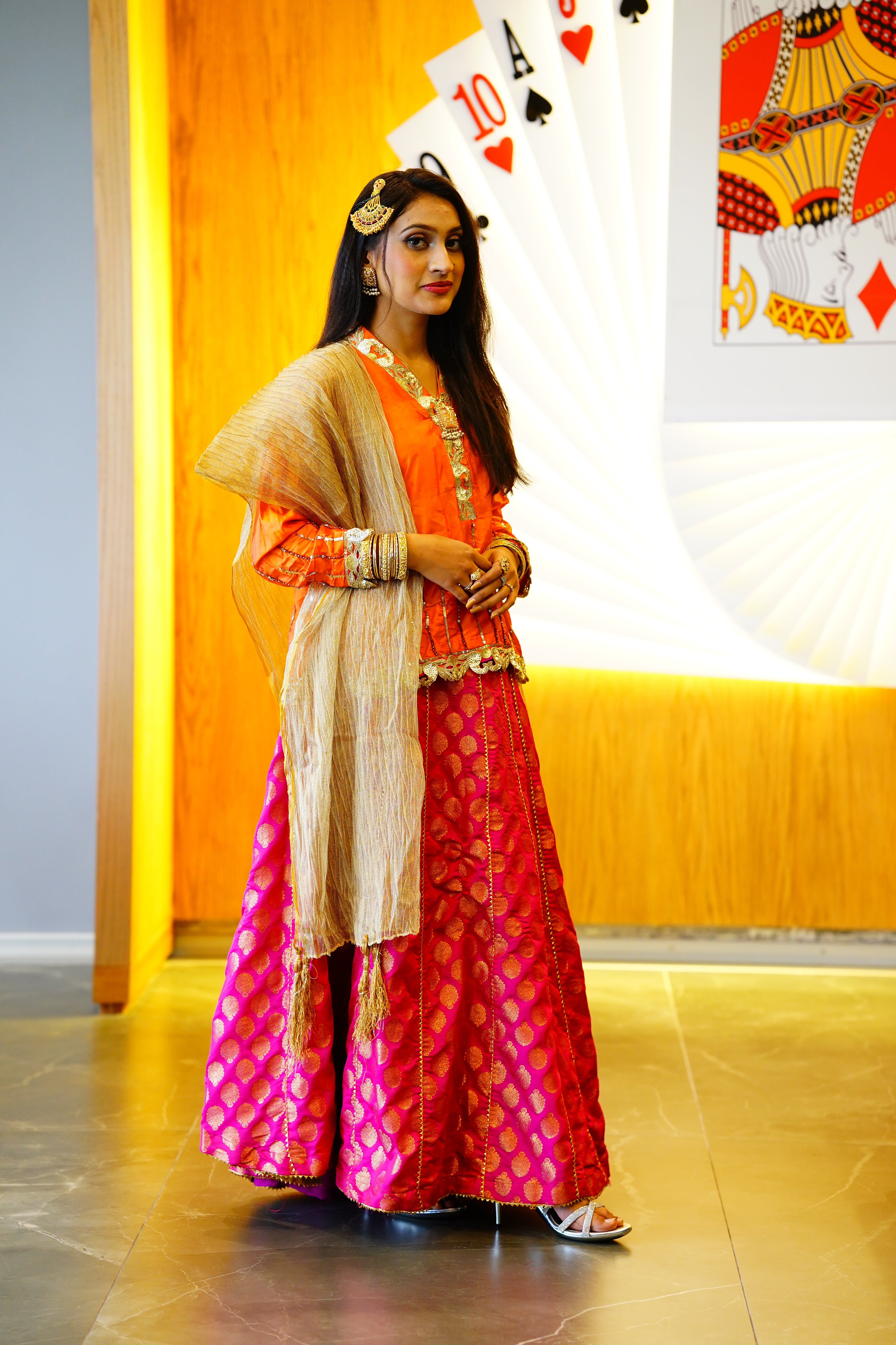 Katlan Silk Shirt With Jamawar Lehenga | Net Dupatta