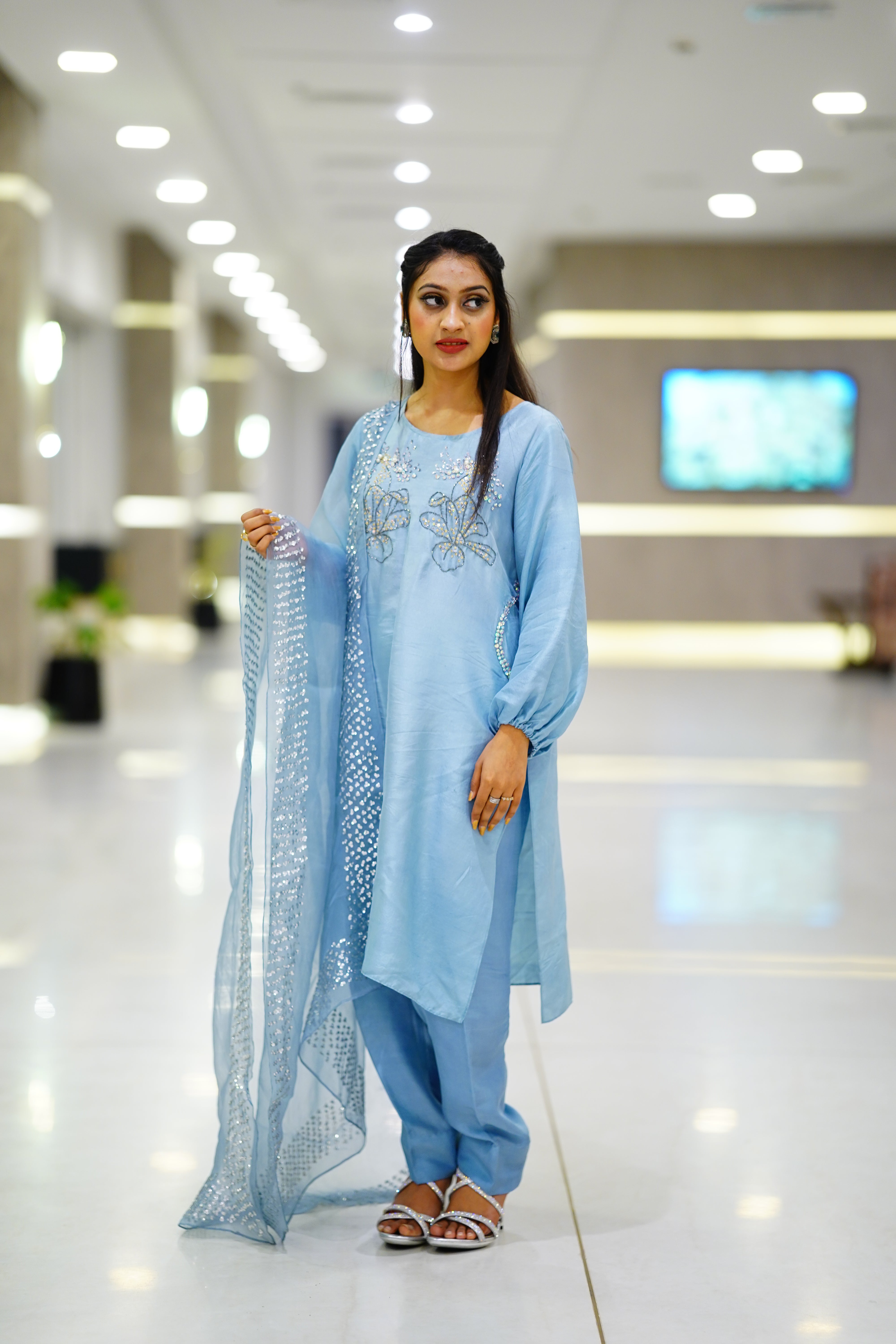 Handmade Sequins And Cut Dana Work Dress