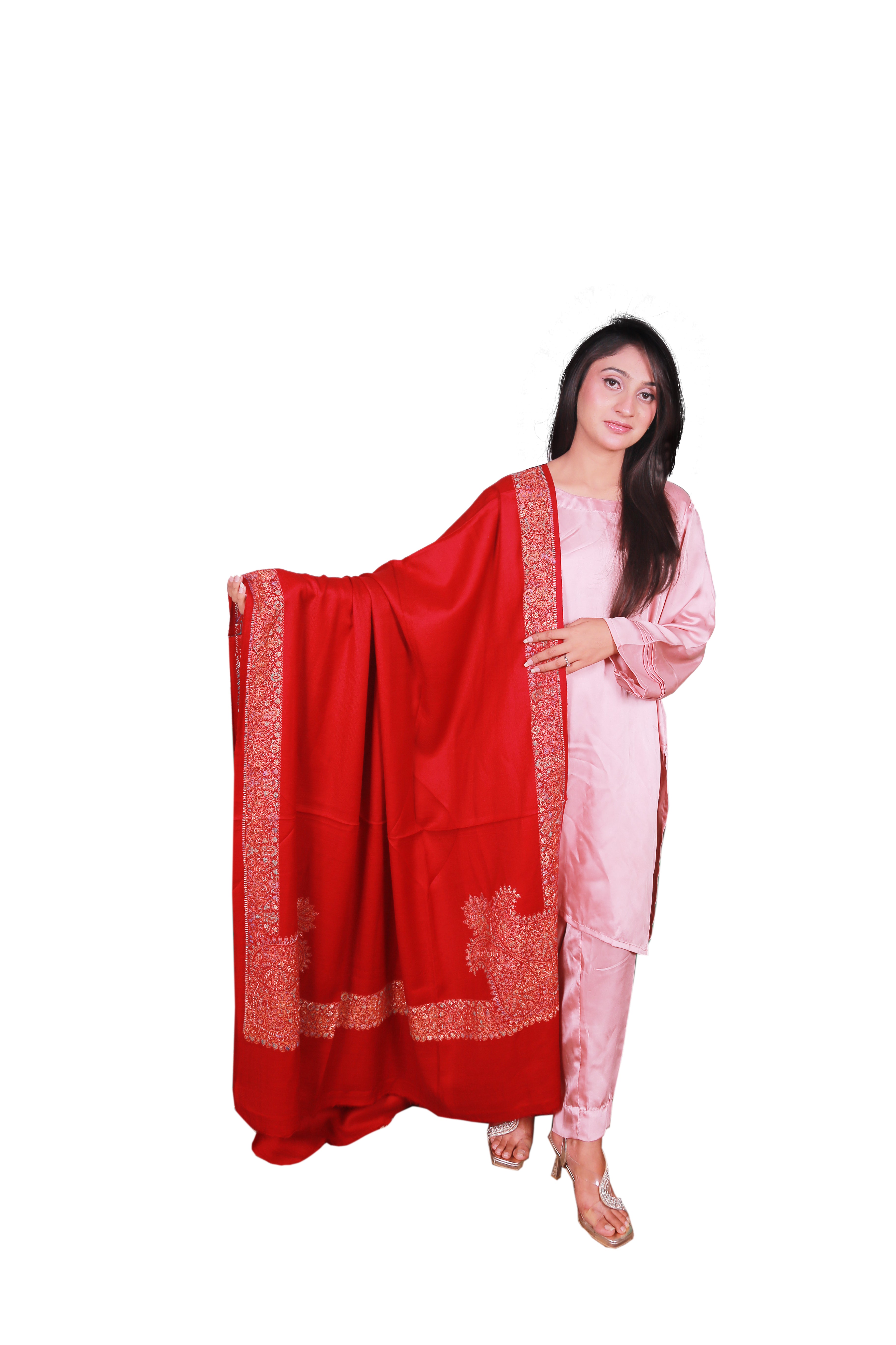 Red Handmade Cashmere Shawl