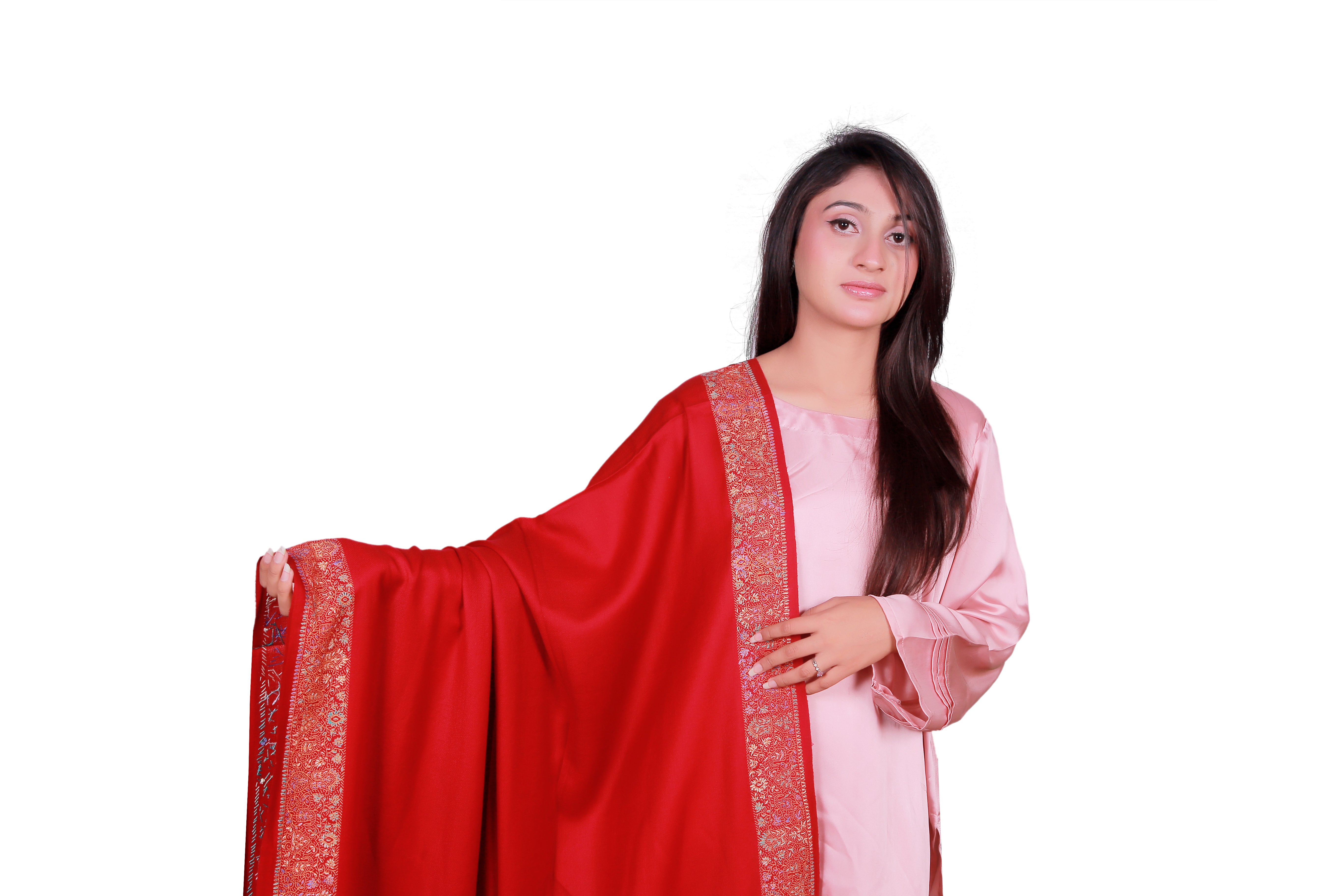 Red Handmade Cashmere Shawl