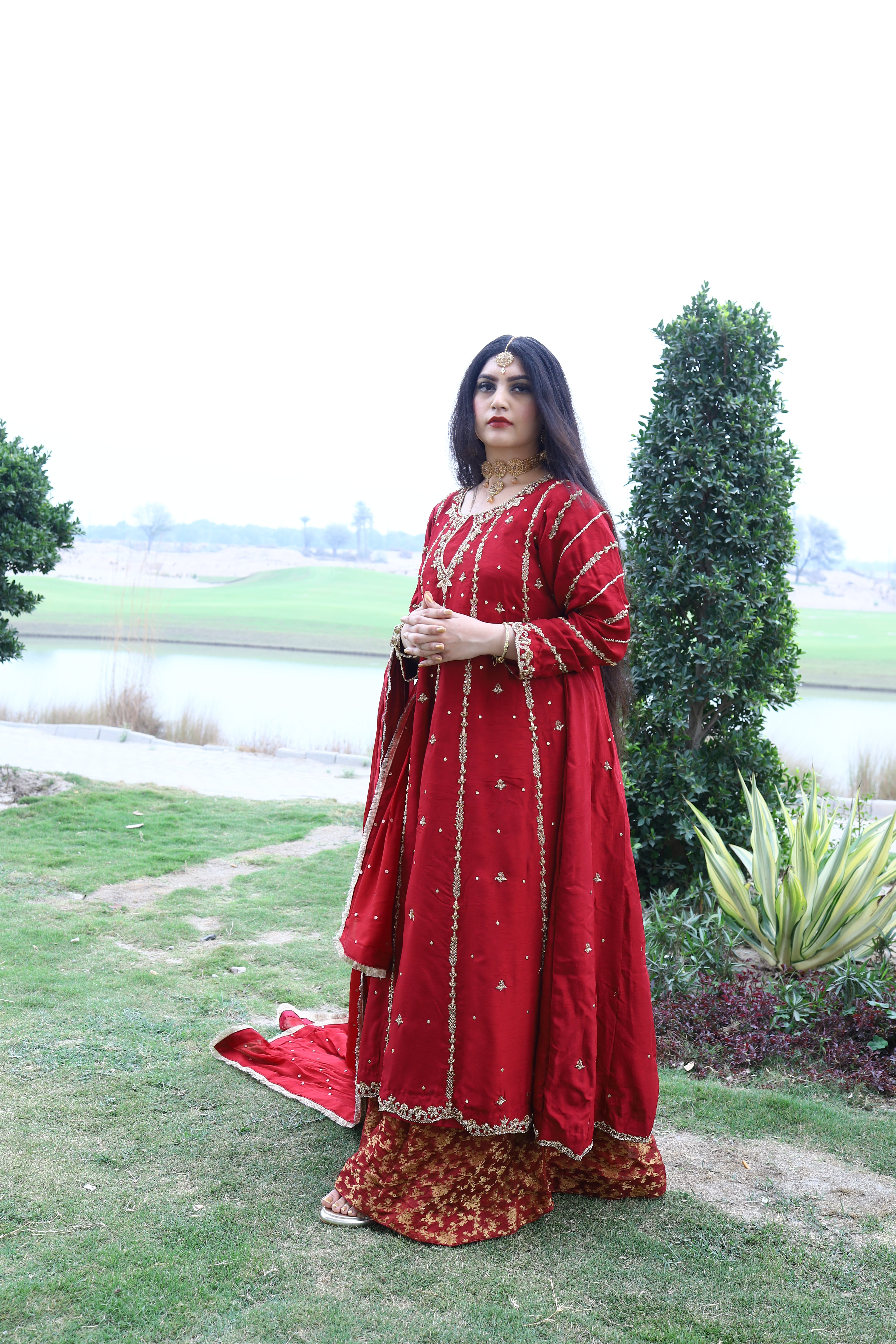 Wedding Wear Anarkali frock with jamawar sharara | UAAJS