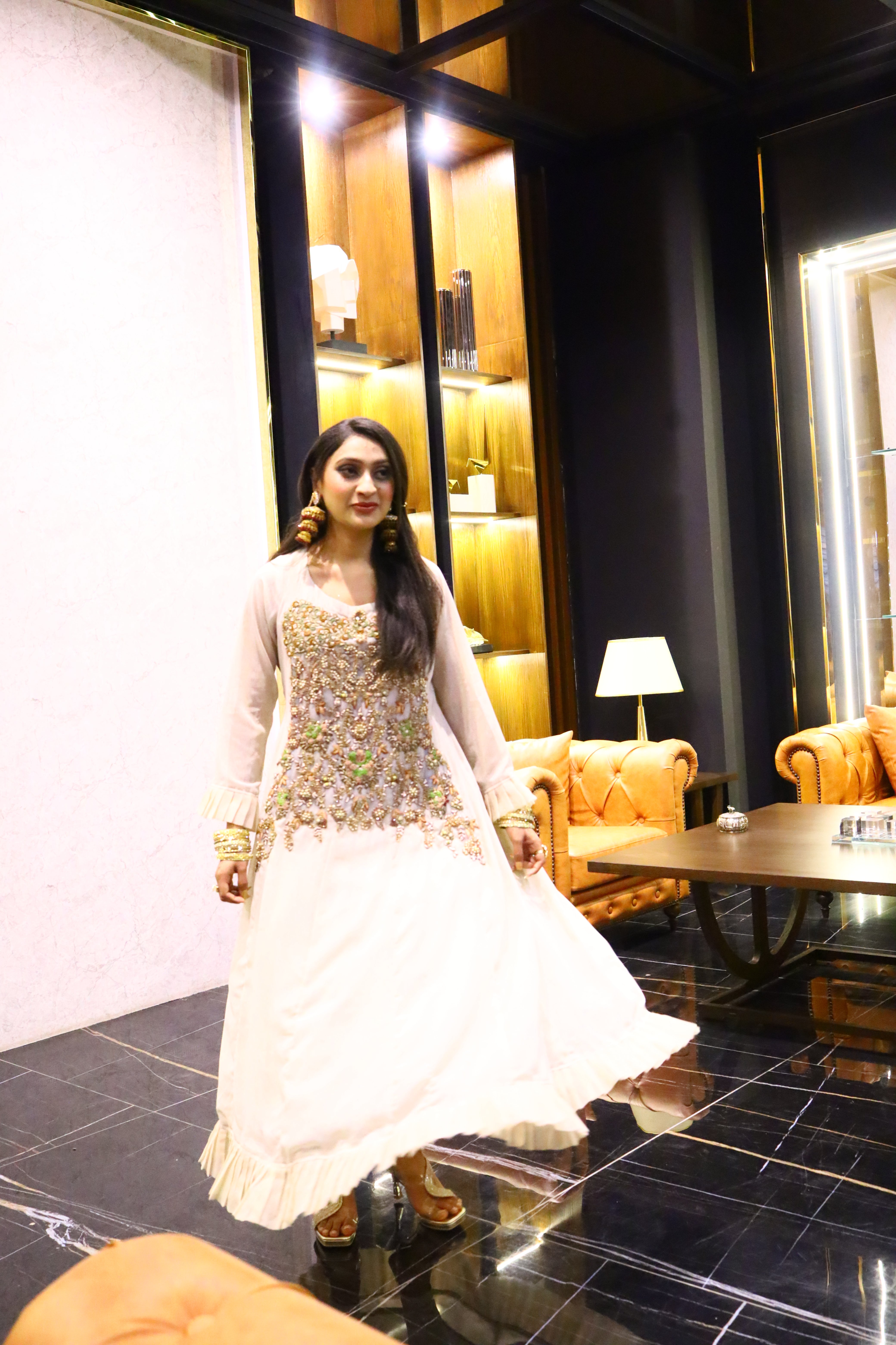 Pure Chiffon Maxi with Moti Dabka And Resham Embroidery