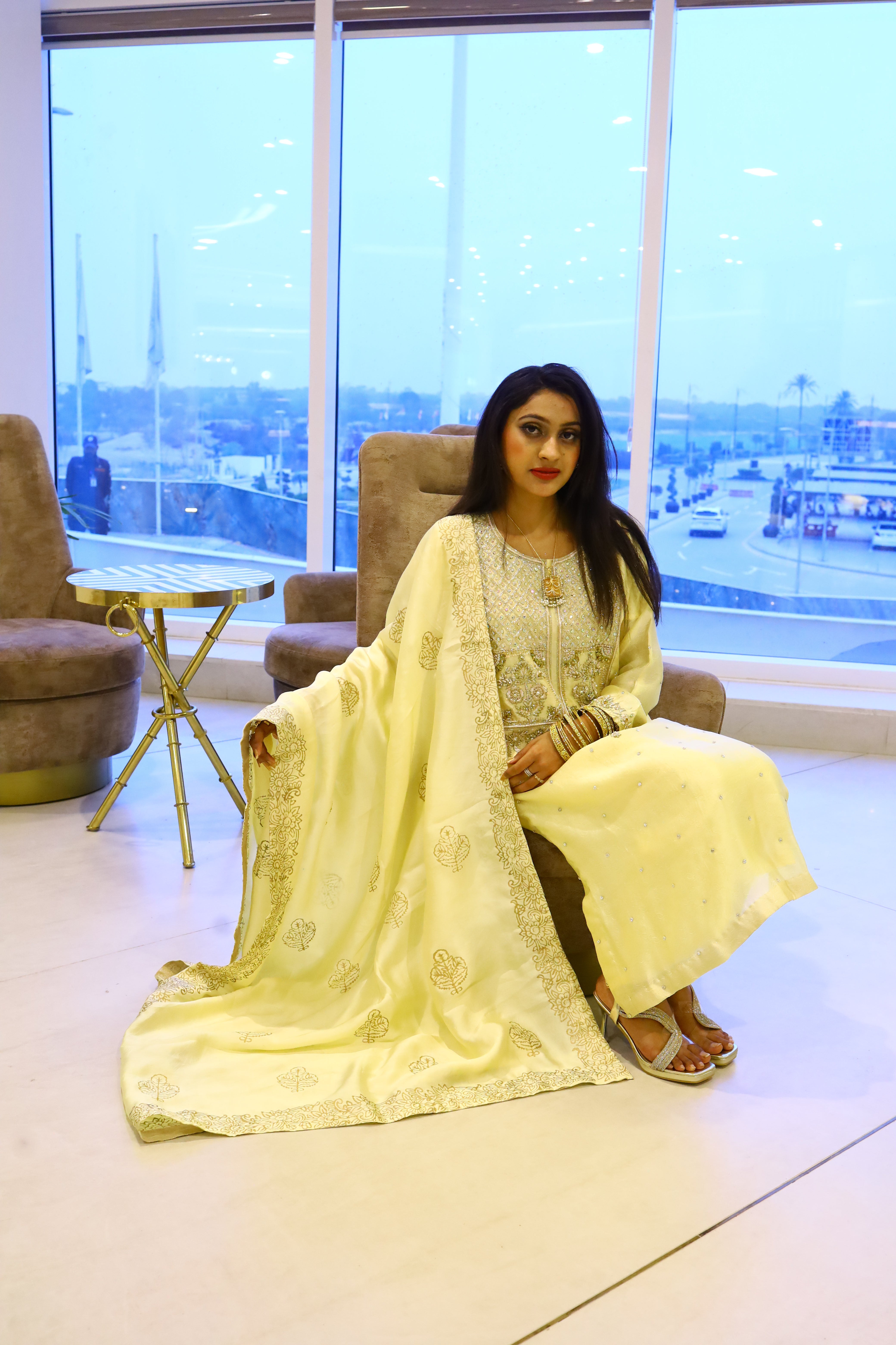 Handmade Naqshi - Adda Work Sheesha Silk Dupatta with Block Print