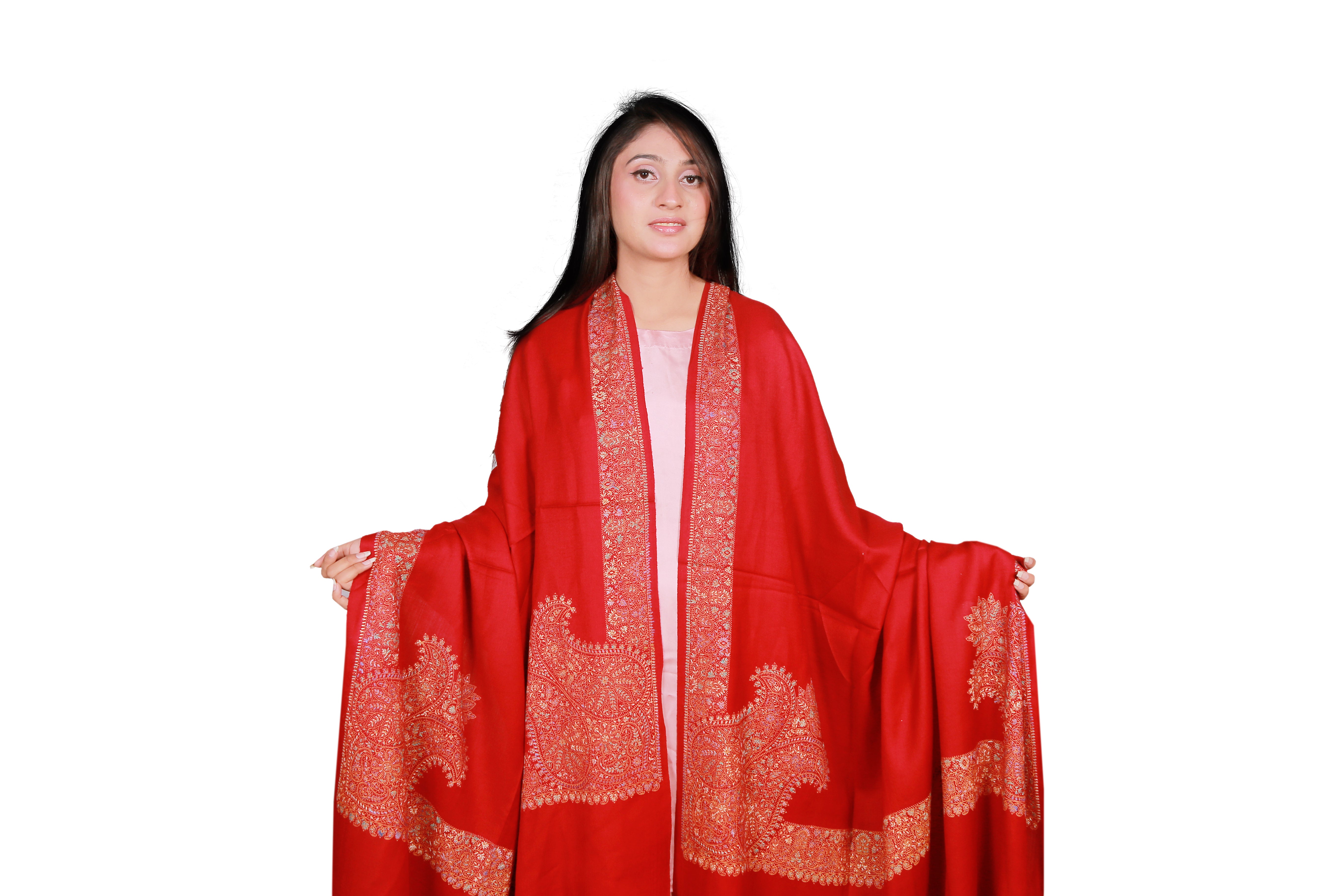 Red Handmade Cashmere Shawl