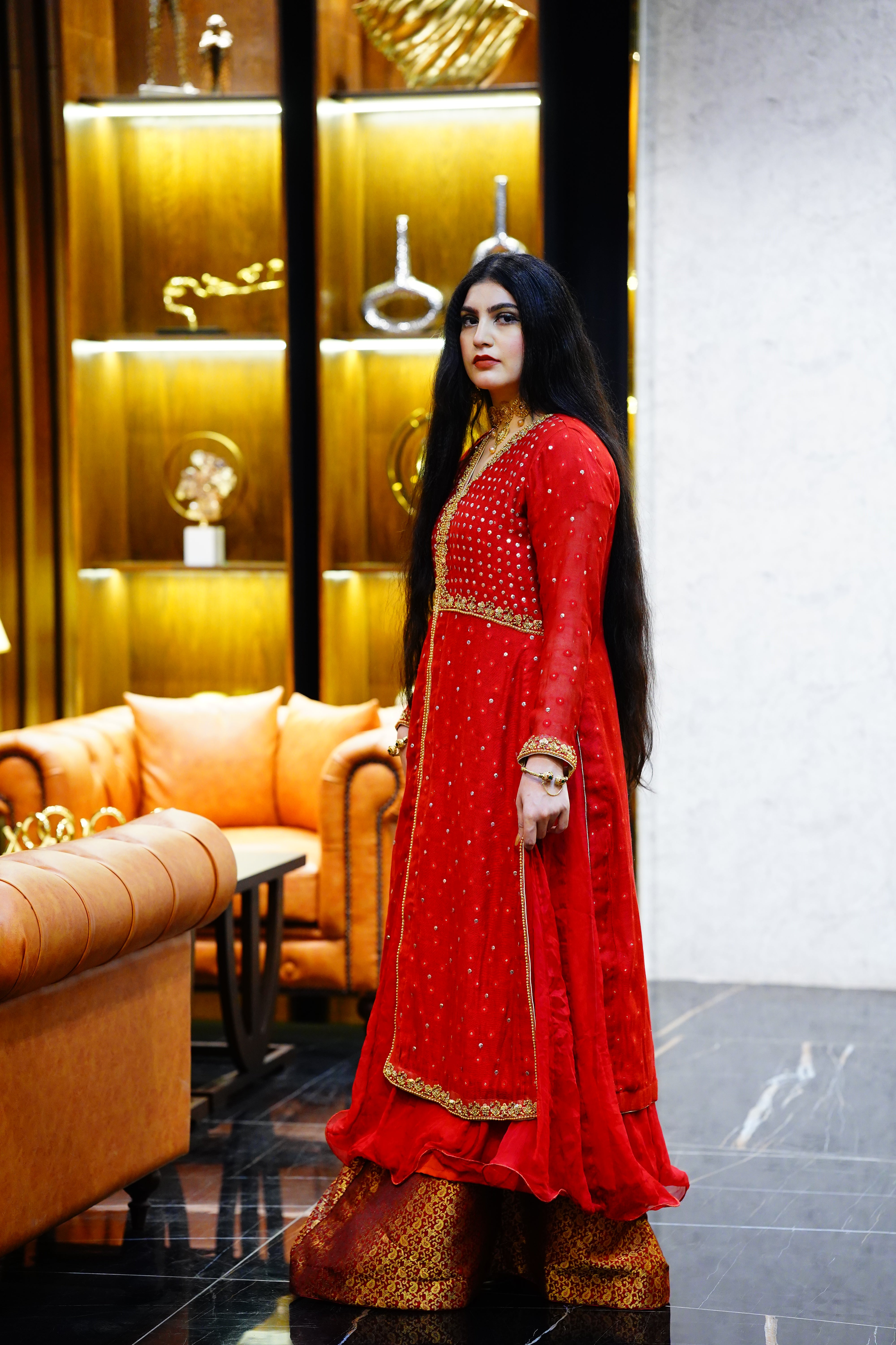 Pure Chiffon Frock With Banarsi Jamawar