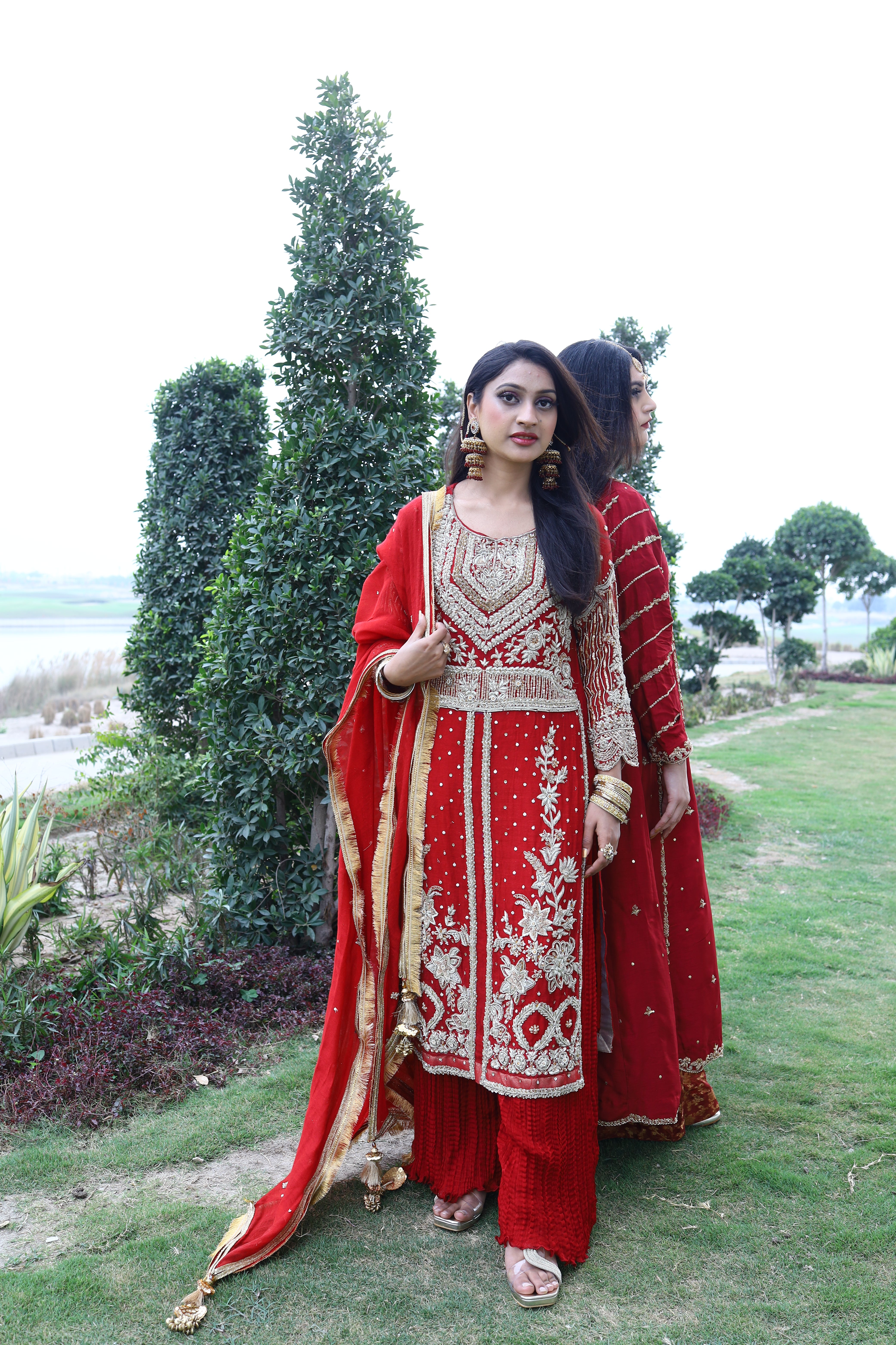 Long Naqshi Dabka Sequins Shirt With Crush Chiffon Trouser