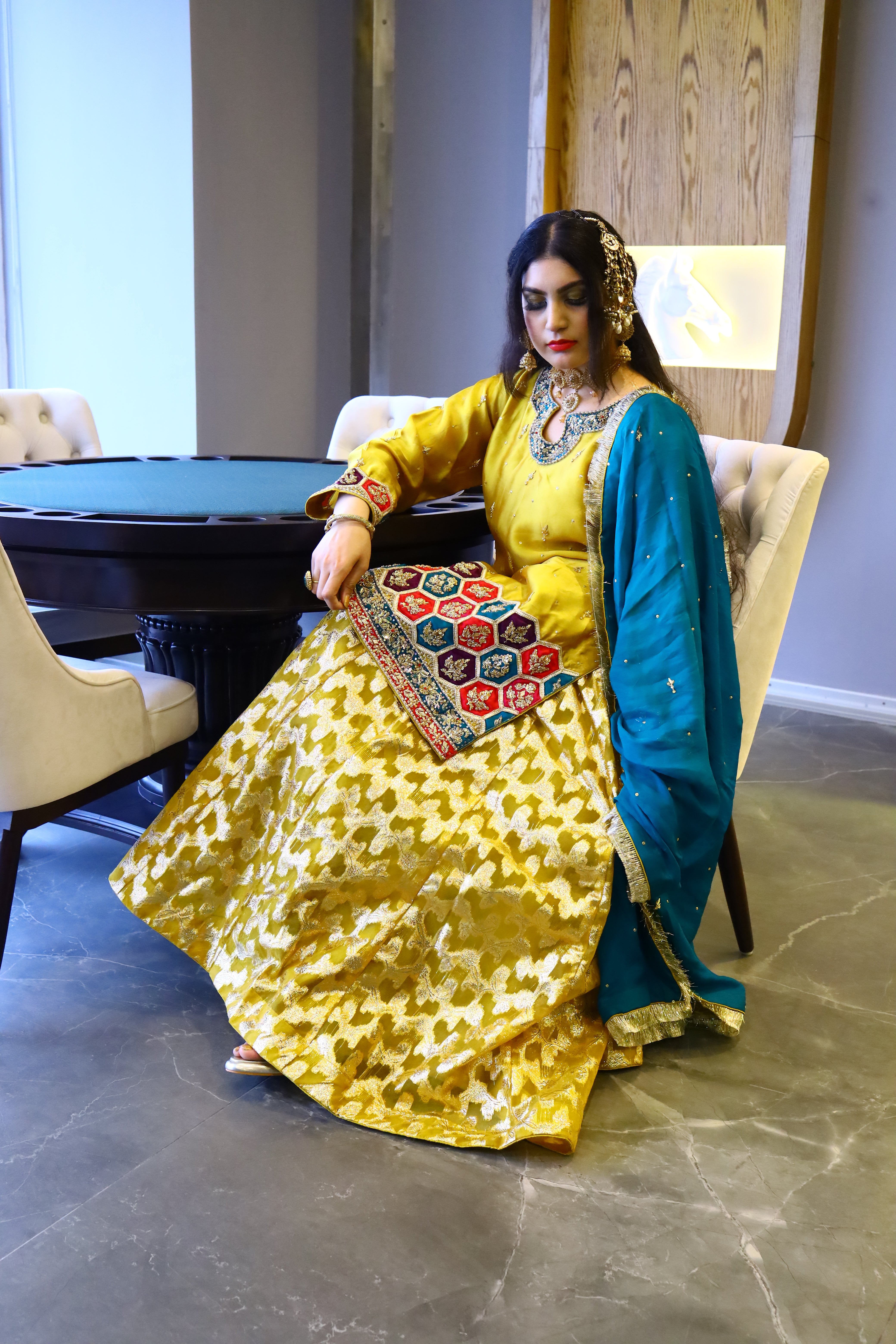 Pure Silk Dupatta with Lengha Organza Jamawar
