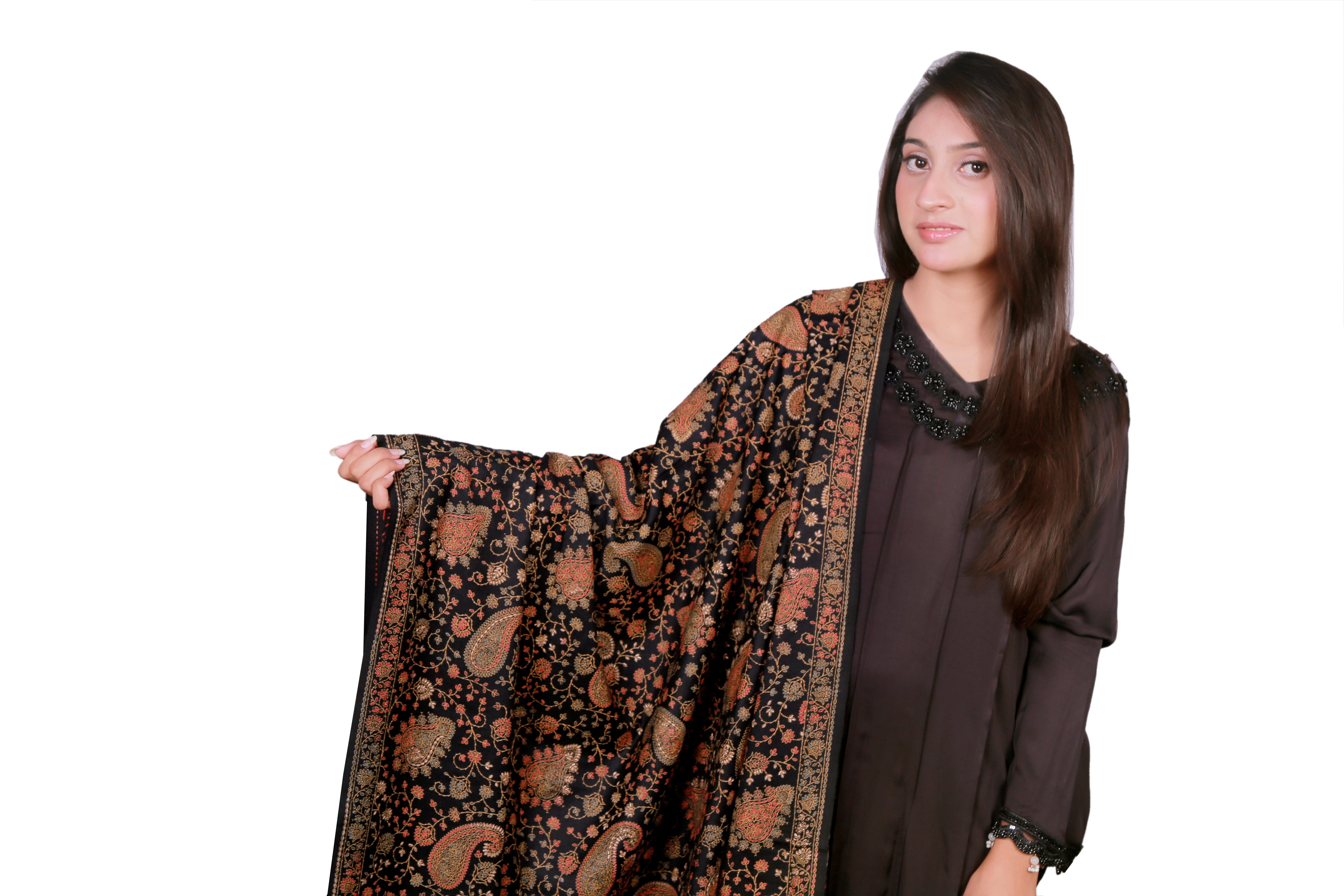 Black Designer Cashmere Shawl