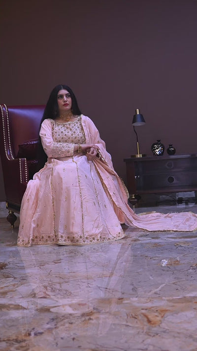 Anarkali Frock paired with jamawar sharara